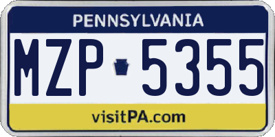 PA license plate MZP5355