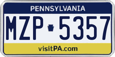 PA license plate MZP5357