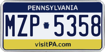 PA license plate MZP5358