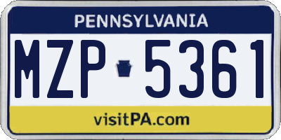 PA license plate MZP5361