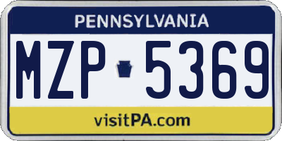 PA license plate MZP5369