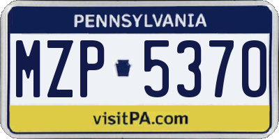 PA license plate MZP5370