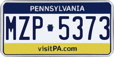 PA license plate MZP5373