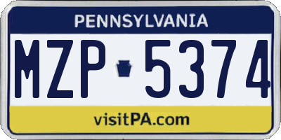 PA license plate MZP5374