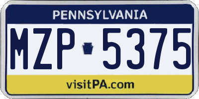 PA license plate MZP5375