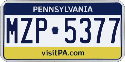 PA license plate MZP5377