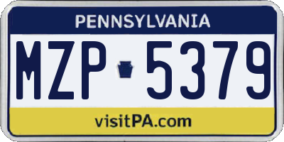 PA license plate MZP5379