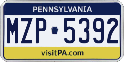 PA license plate MZP5392