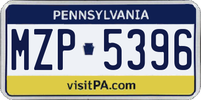 PA license plate MZP5396