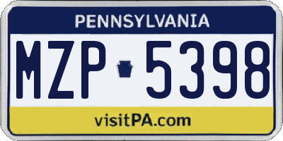 PA license plate MZP5398