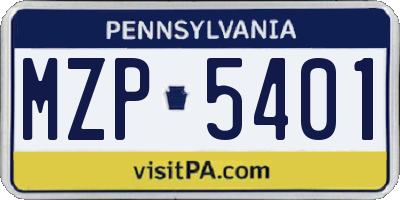 PA license plate MZP5401