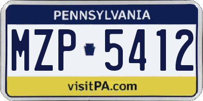 PA license plate MZP5412