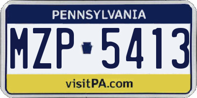 PA license plate MZP5413