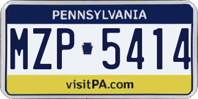PA license plate MZP5414