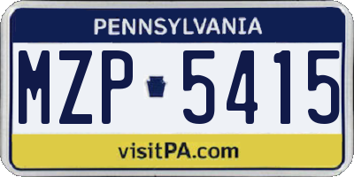 PA license plate MZP5415