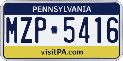 PA license plate MZP5416