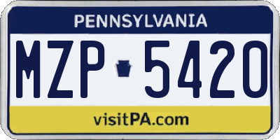 PA license plate MZP5420