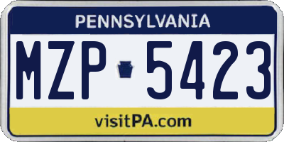 PA license plate MZP5423