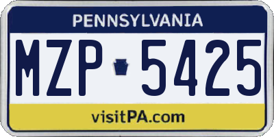 PA license plate MZP5425