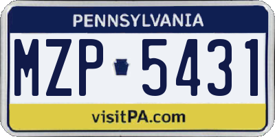 PA license plate MZP5431