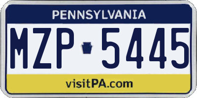 PA license plate MZP5445