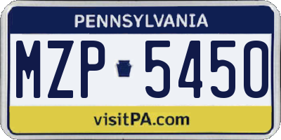 PA license plate MZP5450