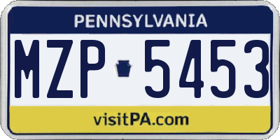 PA license plate MZP5453
