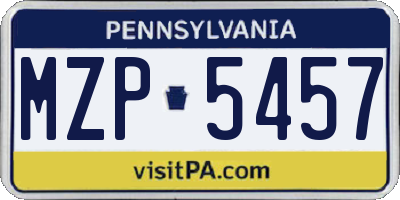 PA license plate MZP5457