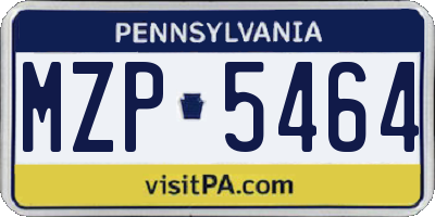 PA license plate MZP5464