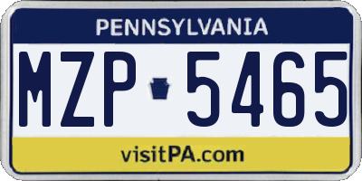 PA license plate MZP5465