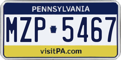 PA license plate MZP5467
