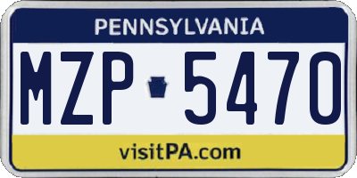PA license plate MZP5470