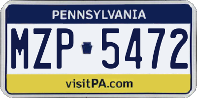 PA license plate MZP5472