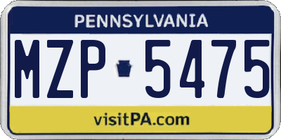PA license plate MZP5475