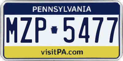 PA license plate MZP5477