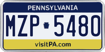PA license plate MZP5480
