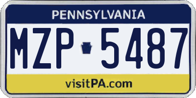 PA license plate MZP5487