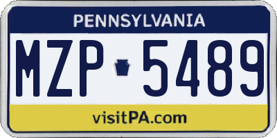 PA license plate MZP5489