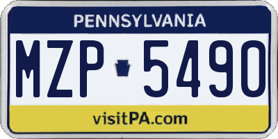 PA license plate MZP5490