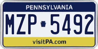 PA license plate MZP5492