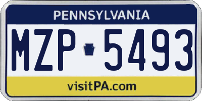 PA license plate MZP5493