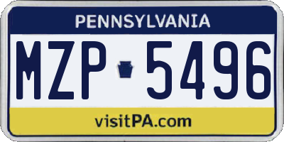 PA license plate MZP5496
