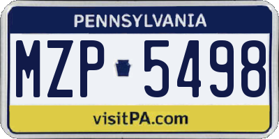 PA license plate MZP5498