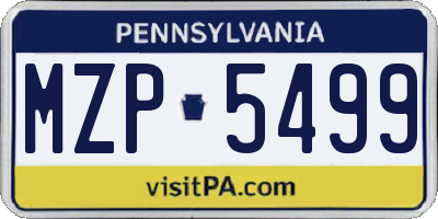 PA license plate MZP5499