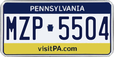 PA license plate MZP5504