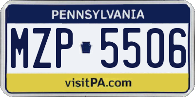 PA license plate MZP5506