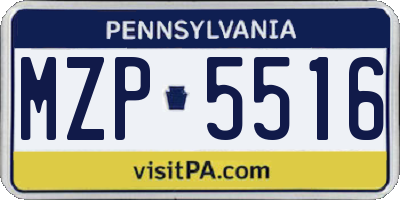 PA license plate MZP5516