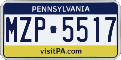 PA license plate MZP5517