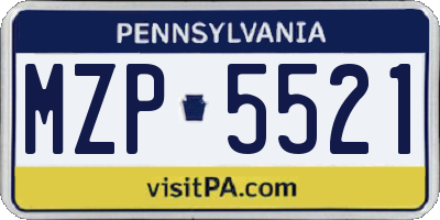 PA license plate MZP5521