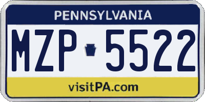 PA license plate MZP5522